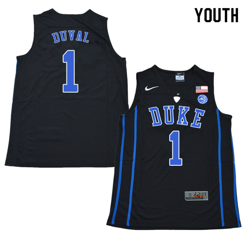 2018 Youth #1 Trevon Duval Duke Blue Devils College Basketball Jerseys Sale-Black - Click Image to Close